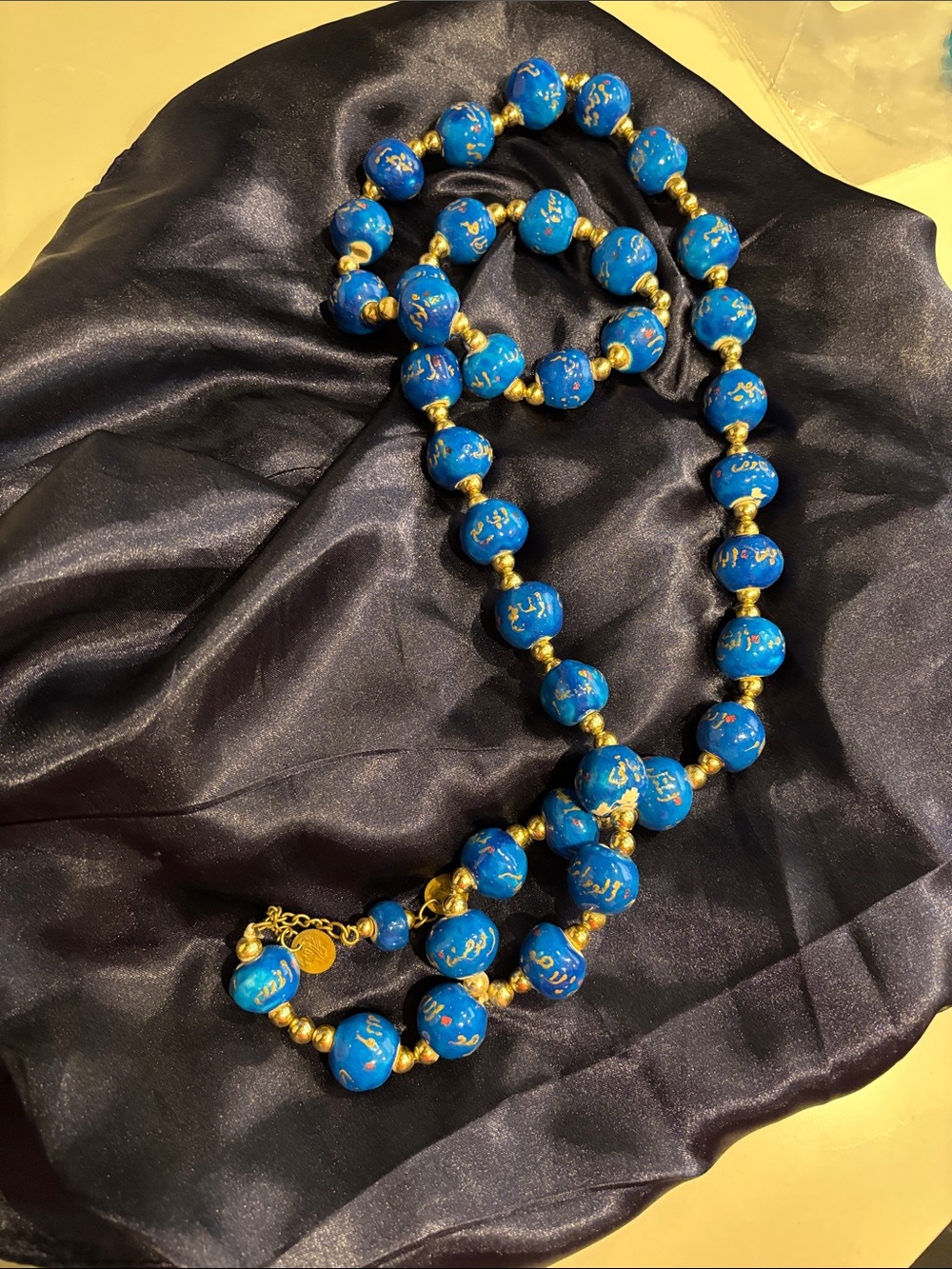 Blue and Gold Beaded Statement Necklace